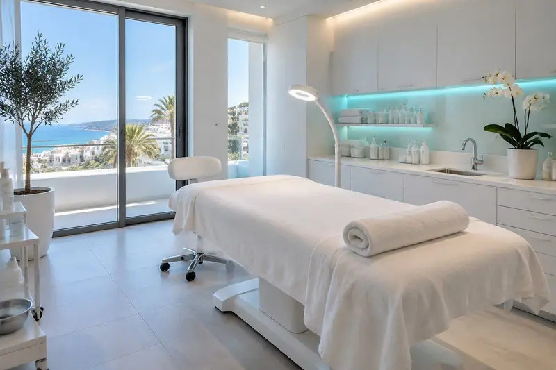 Sala de tratamiento de una clínica estética moderna en Benalmádena