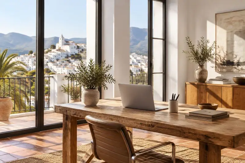 Interior de un negocio local en un pueblo blanco andaluz de la Costa del Sol
