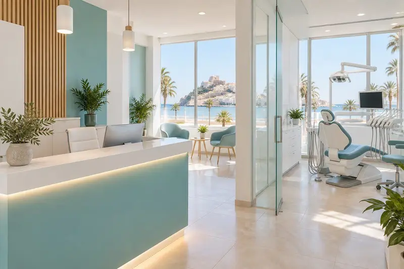 Recepción de una clínica dental moderna en Fuengirola
