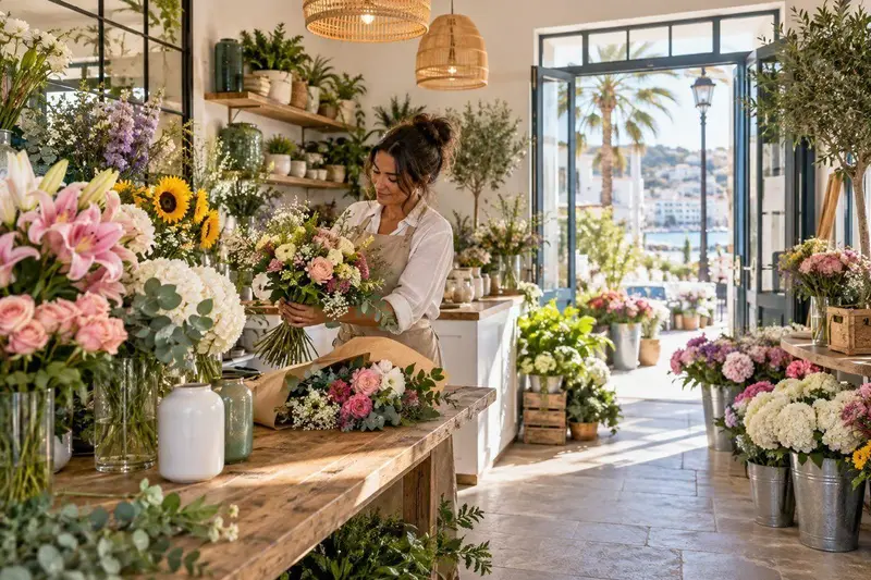 Floristería con flores frescas y arreglos de colores en Benalmádena