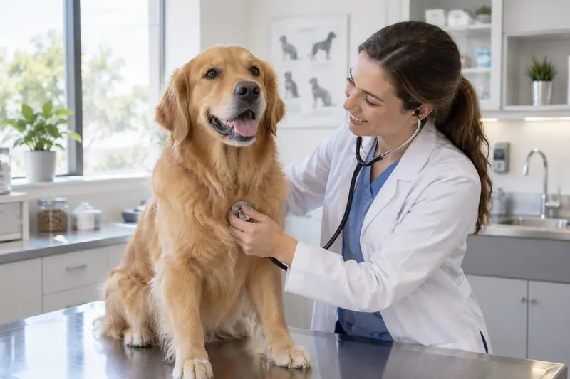 Veterinario atendiendo a un perro en una clínica moderna y luminosa en Fuengirola