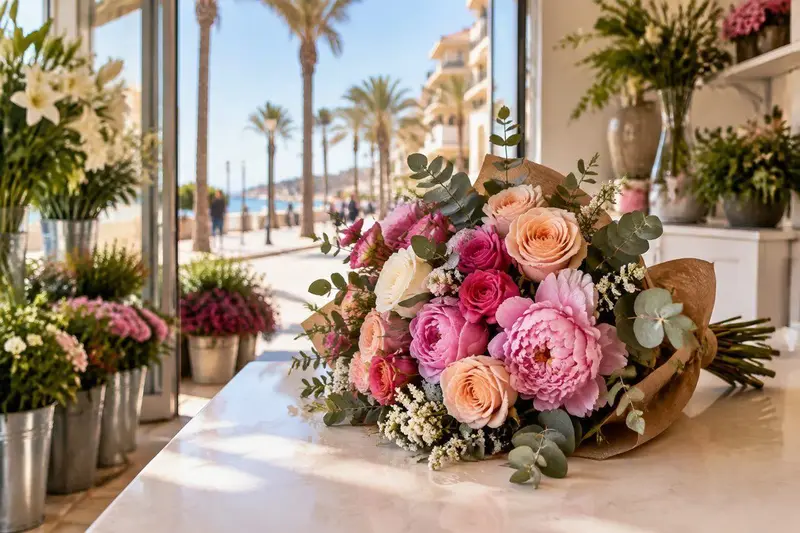 Ramos de flores con aspecto de estudio generados con inteligencia artificial para una floristería en Fuengirola