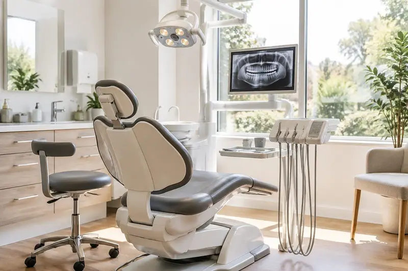 Clínica dental moderna y luminosa en Estepona con sillón de tratamiento
