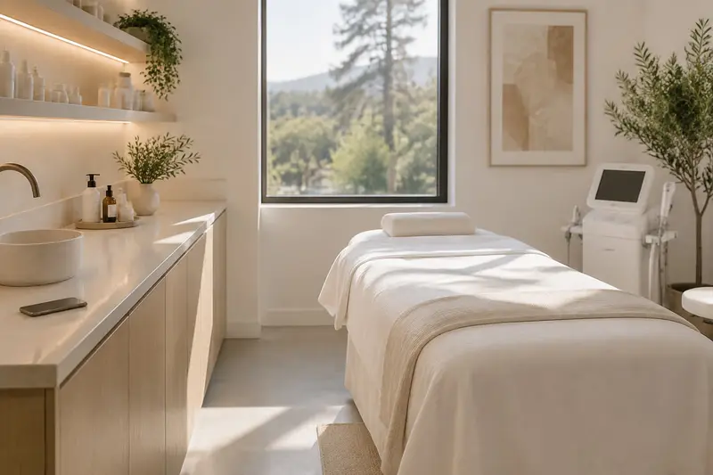 Interior luminoso de una clínica estética moderna y minimalista en Estepona